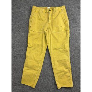 Gap Pants Womens 10 Yellow Girlfriend Chino Herringbone Twill Casual Tapered Leg